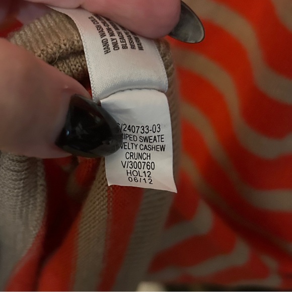 GAP Stripe Sweater Dress Orange Tan Size Medium Wool Blend - Picture 6 of 7